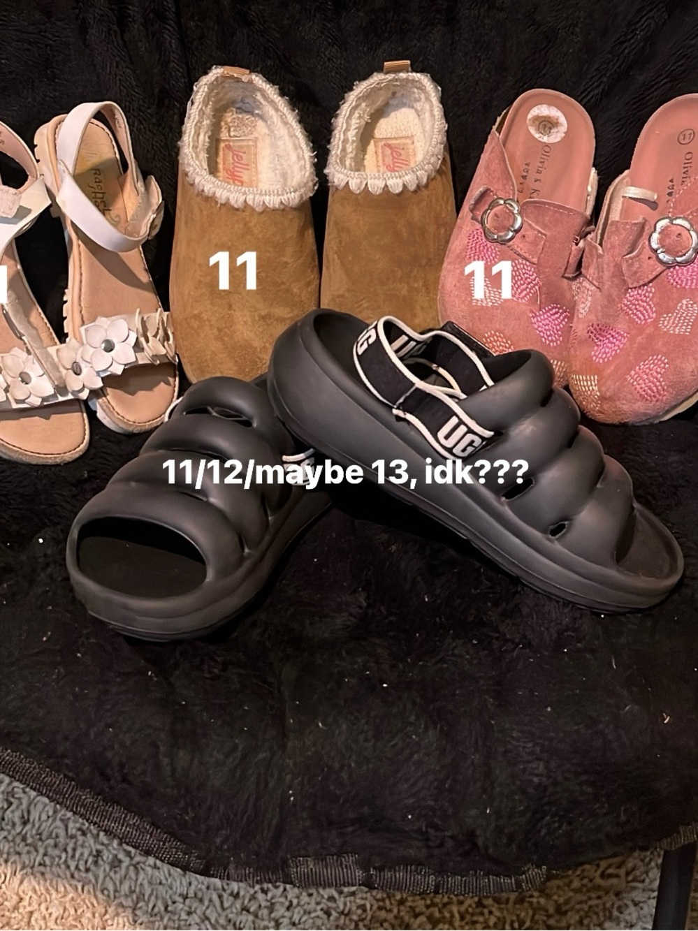 Kids Black Puffer Slide Sandals with Branded Back Strap